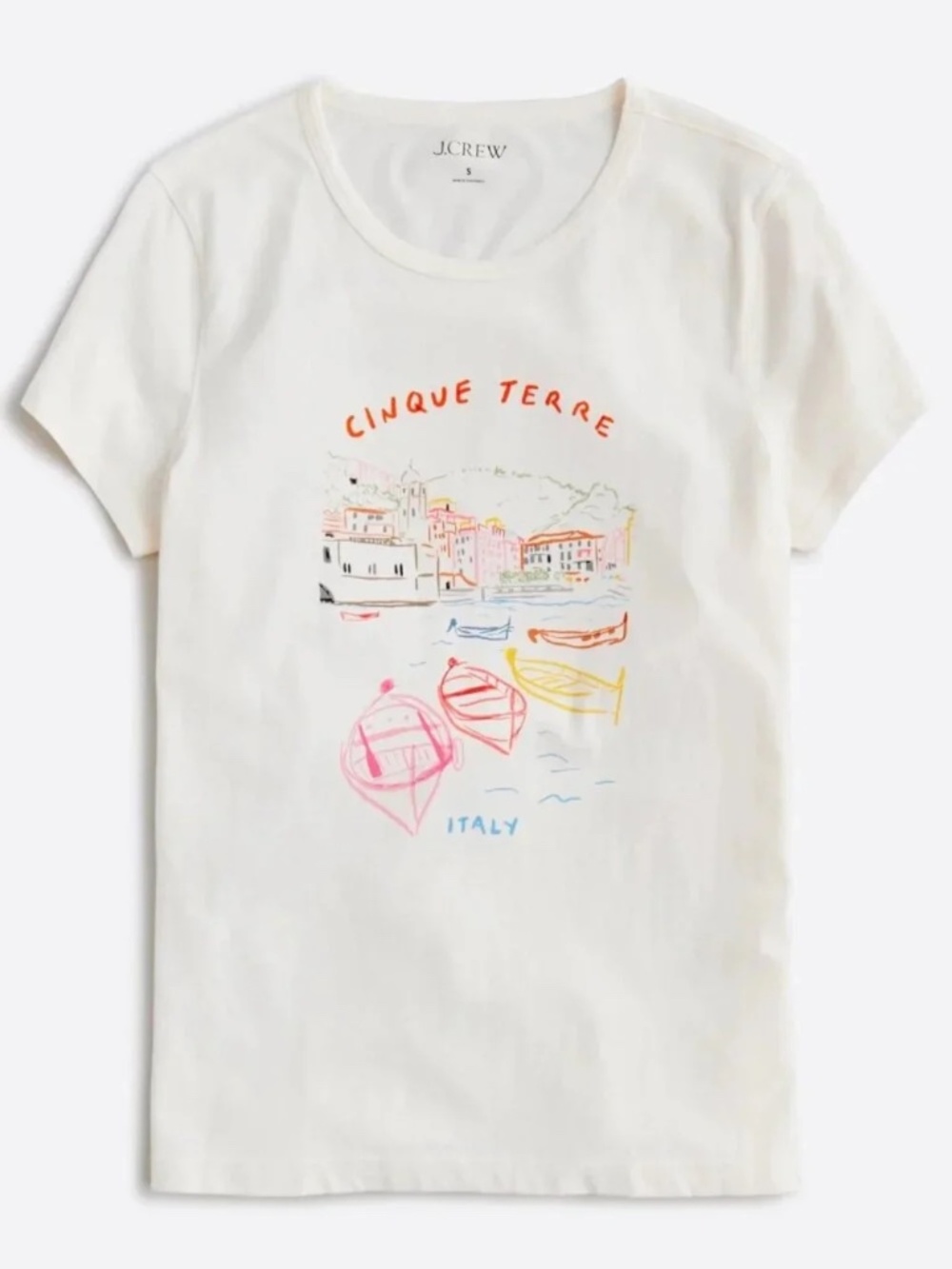 J.Crew Graphic Tee- Cinque Terre Italy, Sz L